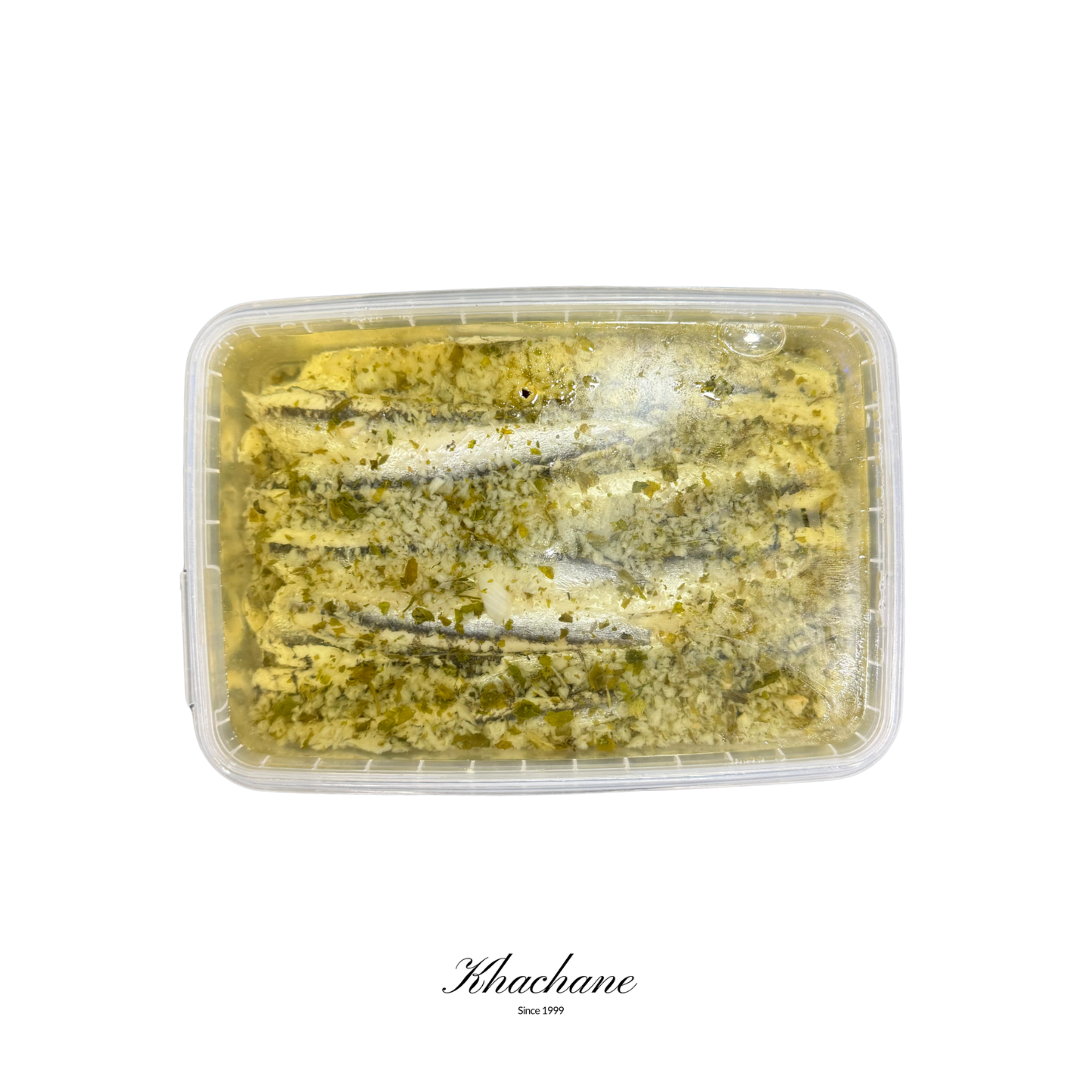 Anchois marinés à l'ail et persil 250g - barquette - Khachane